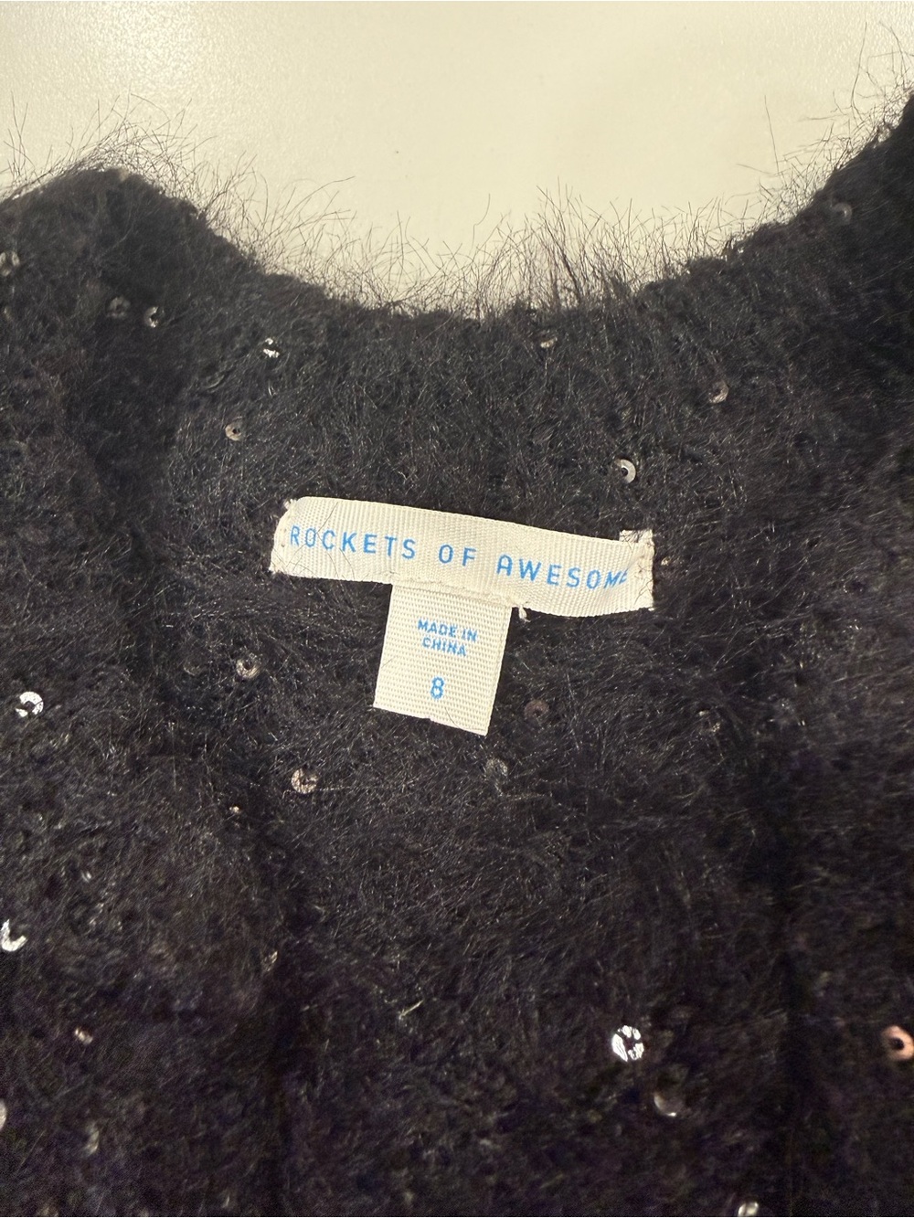 Rockets of Awesome Girls Black Sequin Eyelash Knit Cardigan - Picture 3 of 7
